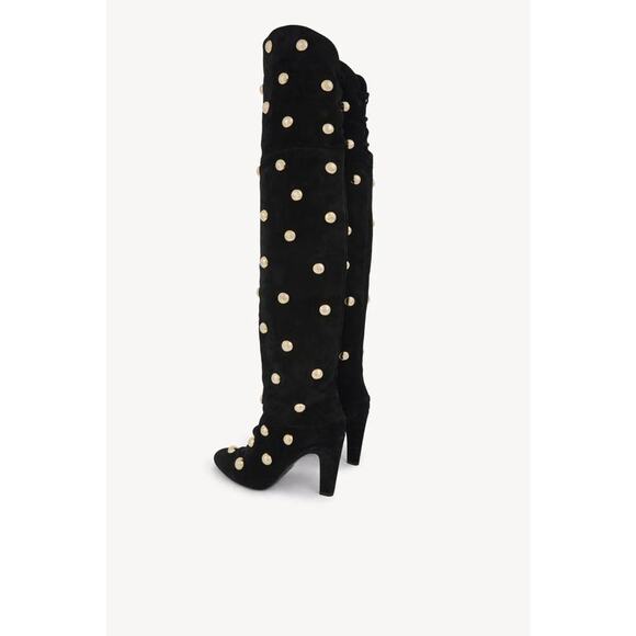 Chloe Eve Over The Knee Stud Boot in Black Suede 40 - Picture 5 of 5